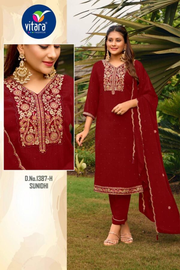 Vitara Sunidhi Poly Chinon Kurti Bottom With Dupatta Wholesale Catalog Collection Supplier - Image 6