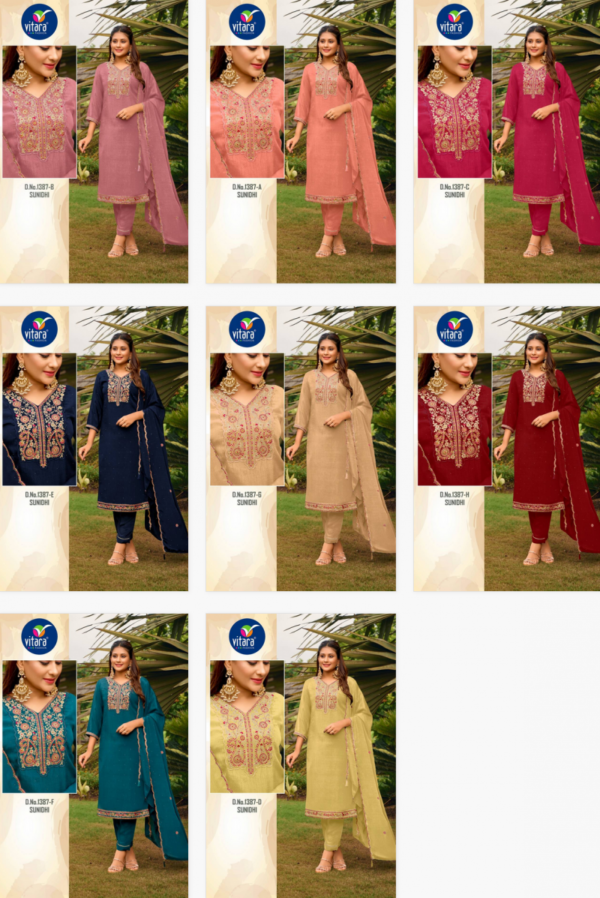 Vitara Sunidhi Poly Chinon Kurti Bottom With Dupatta Wholesale Catalog Collection Supplier - Image 9