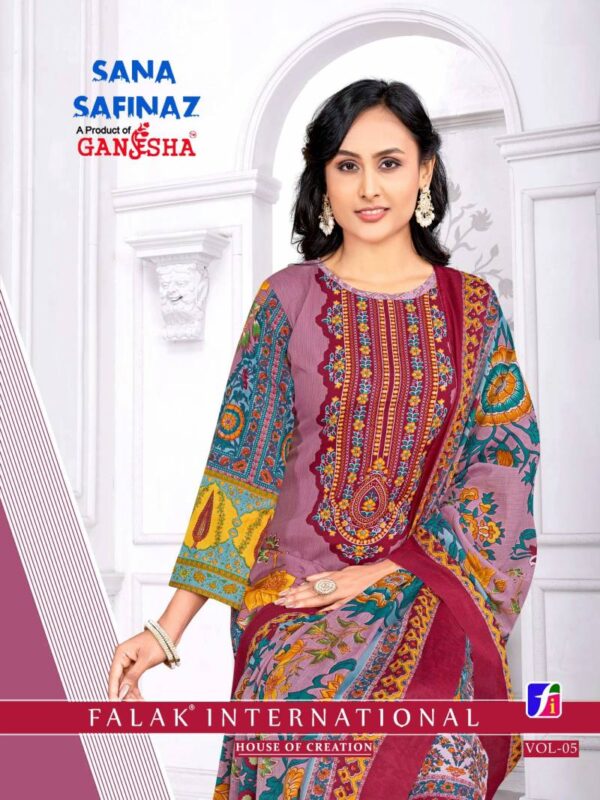 Ganesha Sana Safinaz Vol 05 Cotton Digital Dress Material Wholesale Catalog Collection Supplier