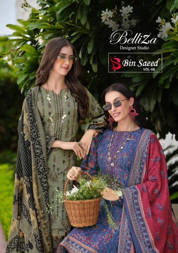 Belliza Bin Saeed Vol 8 Cotton Digital Printed Dress Material Wholesale Catalog Collection Supplier
