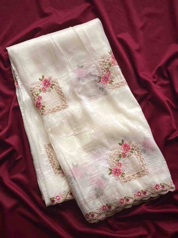 Kc 4023 Floral Embroidered Silk Crush Party Wear Saree Wholesale Catalog Collection Supplier - Image 3