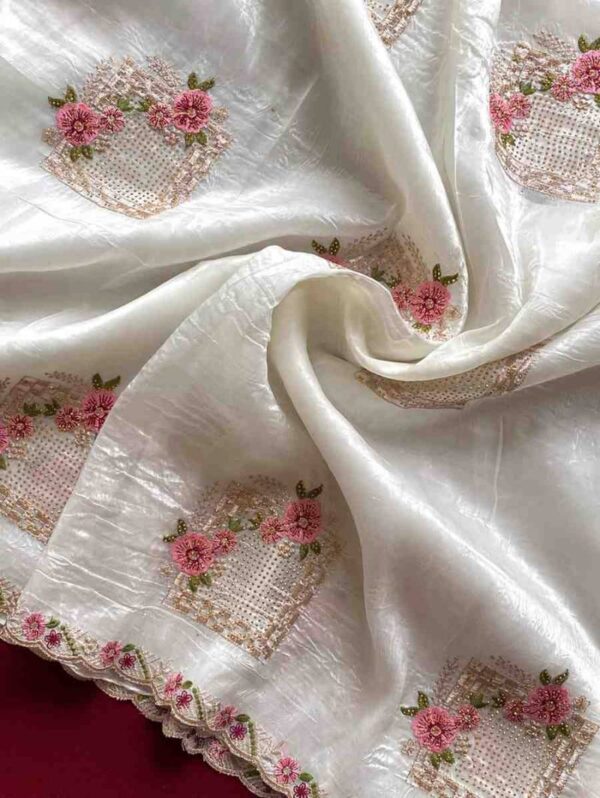 Kc 4023 Floral Embroidered Silk Crush Party Wear Saree Wholesale Catalog Collection Supplier - Image 4