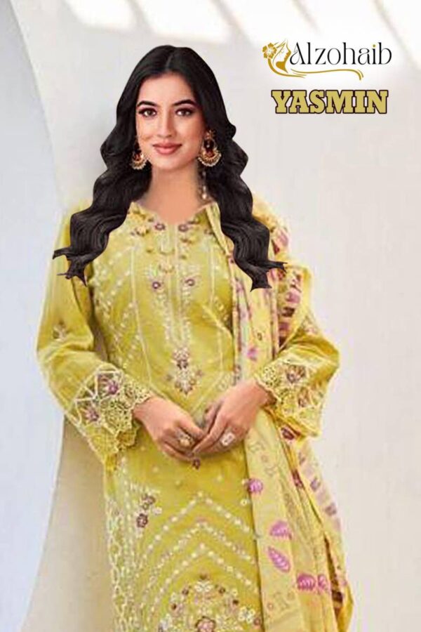 Alzohaib Yasmin Cotton Dupatta Pakistani Salwar Suits Wholesale Catalog Collection Supplier