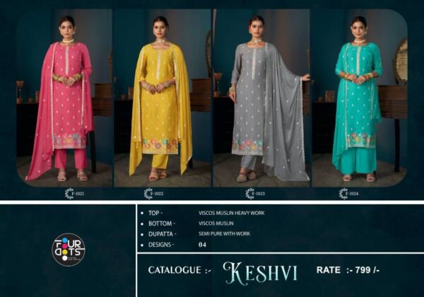 Four Dots Keshvi Viscose Maslin Dress Material Wholesale Collection Exporter - Image 5