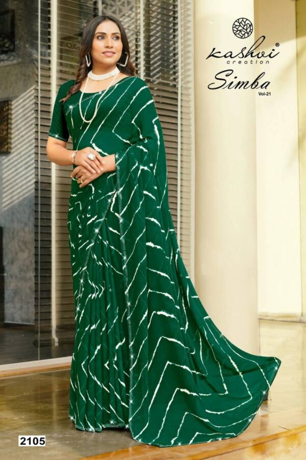 Kashvi Simba Vol 21 Georgette Lehariya Printed Saree Catalog Wholesale Collection Exporter - Image 3
