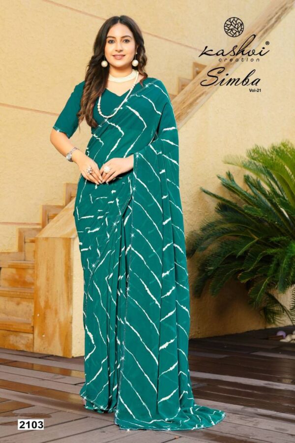 Kashvi Simba Vol 21 Georgette Lehariya Printed Saree Catalog Wholesale Collection Exporter - Image 4