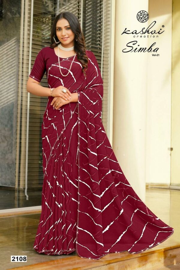 Kashvi Simba Vol 21 Georgette Lehariya Printed Saree Catalog Wholesale Collection Exporter - Image 6