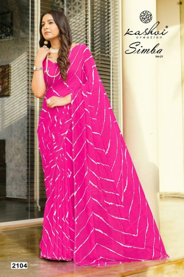 Kashvi Simba Vol 21 Georgette Lehariya Printed Saree Catalog Wholesale Collection Exporter - Image 7