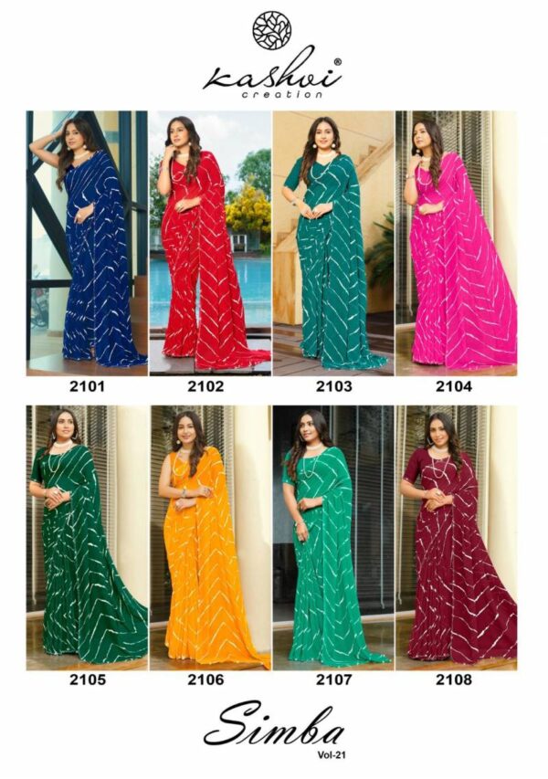 Kashvi Simba Vol 21 Georgette Lehariya Printed Saree Catalog Wholesale Collection Exporter - Image 9