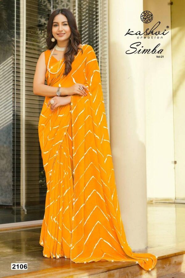 Kashvi Simba Vol 21 Georgette Lehariya Printed Saree Catalog Wholesale Collection Exporter - Image 10