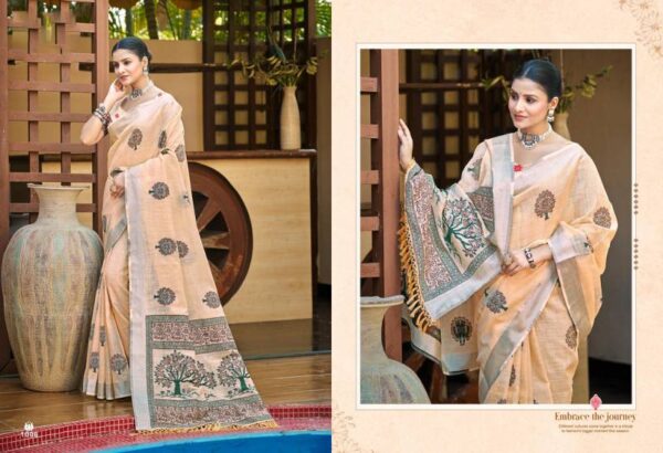 Bunawat Bindiya Linen Fancy Print Sarees Wholesale Catalog Collection Exporter - Image 8