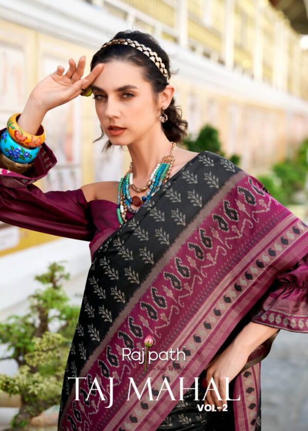 Rajpath Taj Mahal Vol 2 Soft Ikkat Silk Saree Wholesale Catalog Collection Exporter