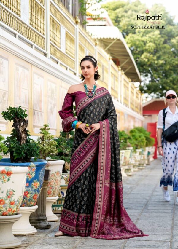 Rajpath Taj Mahal Vol 2 Soft Ikkat Silk Saree Wholesale Catalog Collection Exporter - Image 5