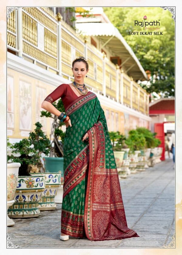 Rajpath Taj Mahal Vol 2 Soft Ikkat Silk Saree Wholesale Catalog Collection Exporter - Image 6