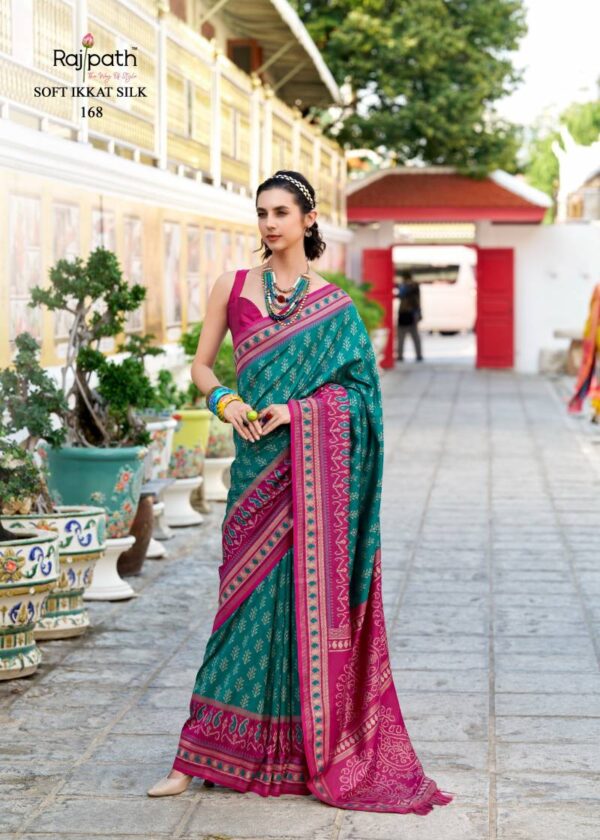 Rajpath Taj Mahal Vol 2 Soft Ikkat Silk Saree Wholesale Catalog Collection Exporter - Image 7