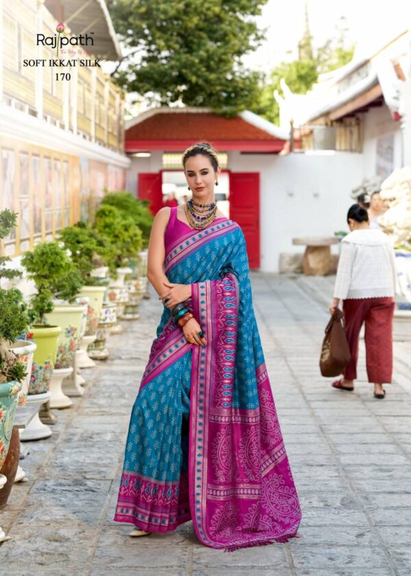 Rajpath Taj Mahal Vol 2 Soft Ikkat Silk Saree Wholesale Catalog Collection Exporter - Image 10