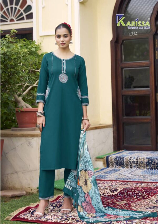 Karissa Sania Cotton Thread Work Kurti Bottom With Dupatta Wholesale Catalog Collection Supplier - Image 5