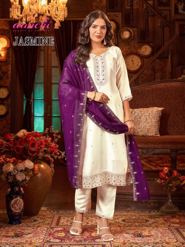 Aanchi Jasmine Vichitra Silk Kurti Bottom With Dupatta Wholesale Catalog Collection Exporter - Image 2