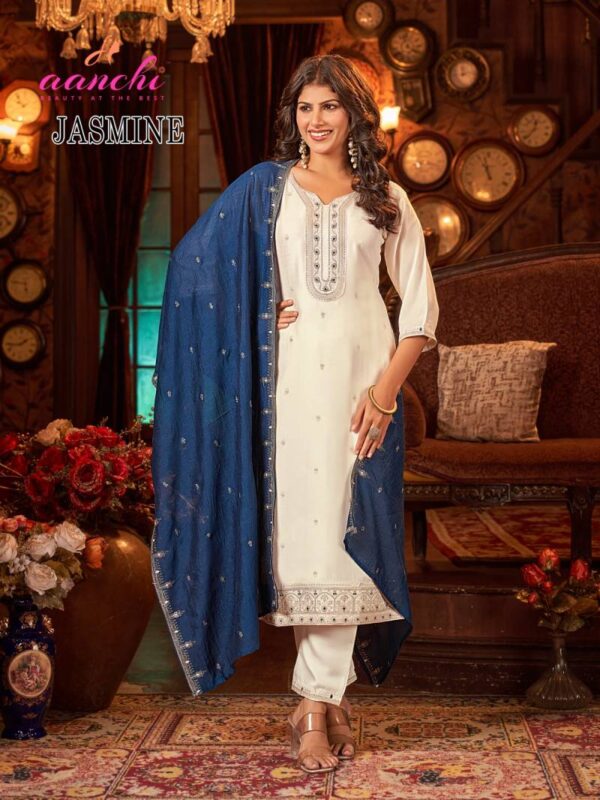 Aanchi Jasmine Vichitra Silk Kurti Bottom With Dupatta Wholesale Catalog Collection Exporter - Image 3