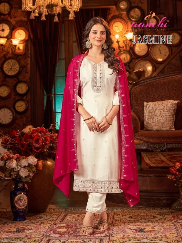 Aanchi Jasmine Vichitra Silk Kurti Bottom With Dupatta Wholesale Catalog Collection Exporter - Image 4
