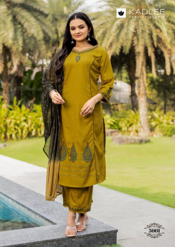 Kadlee Amrita Rayon Slub Kurti Bottom With Dupatta Wholesale Catalog Collection Wholesale Exporter - Image 3