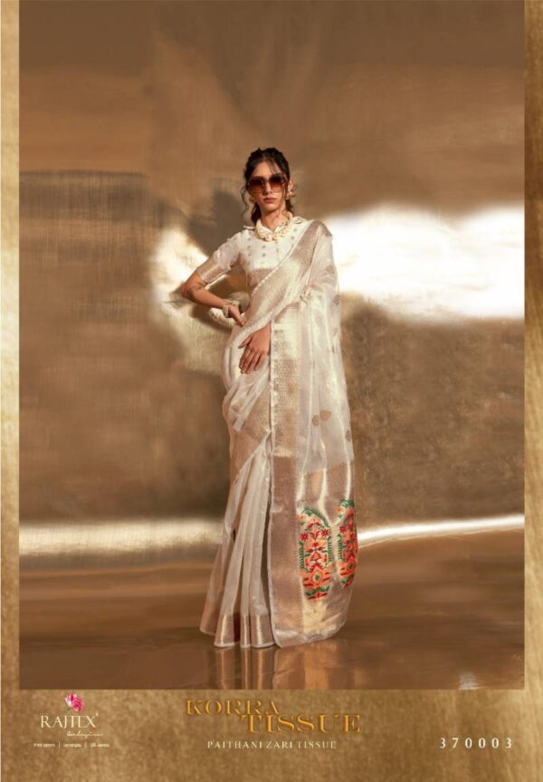 Rajtex Korra Tissue Paithani Zari Tissue Saree Wholesale Catalog Collection Exporter - Image 2