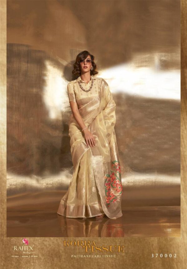 Rajtex Korra Tissue Paithani Zari Tissue Saree Wholesale Catalog Collection Exporter - Image 3