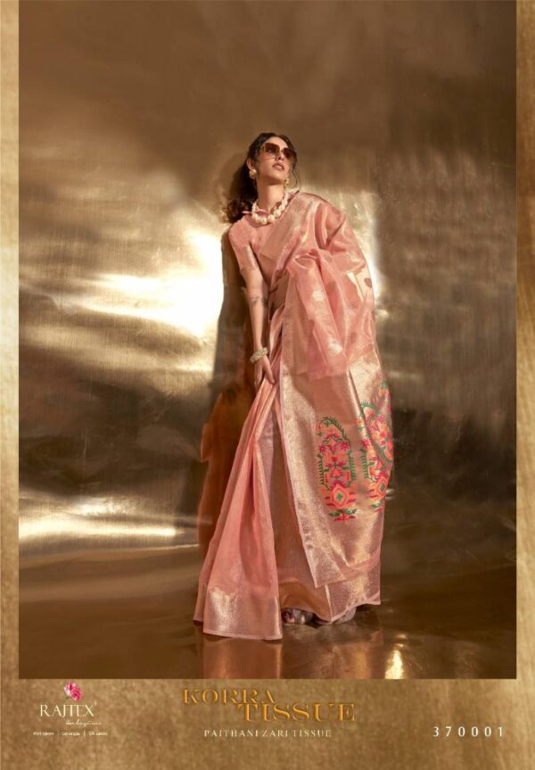 Rajtex Korra Tissue Paithani Zari Tissue Saree Wholesale Catalog Collection Exporter - Image 5