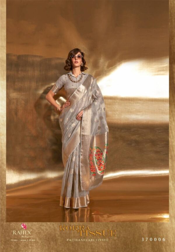 Rajtex Korra Tissue Paithani Zari Tissue Saree Wholesale Catalog Collection Exporter - Image 6