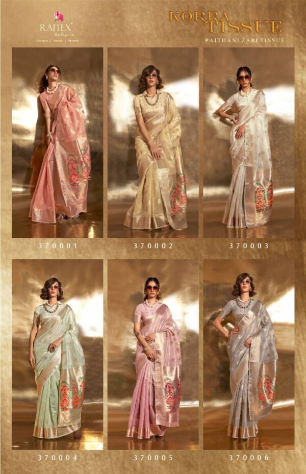 Rajtex Korra Tissue Paithani Zari Tissue Saree Wholesale Catalog Collection Exporter - Image 7