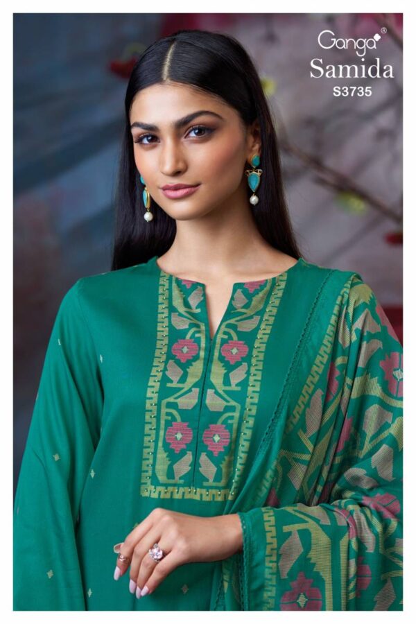 Ganga Samida Cotton Satin Printed Salwar Kameez Wholesale Catalog Collection Exporter