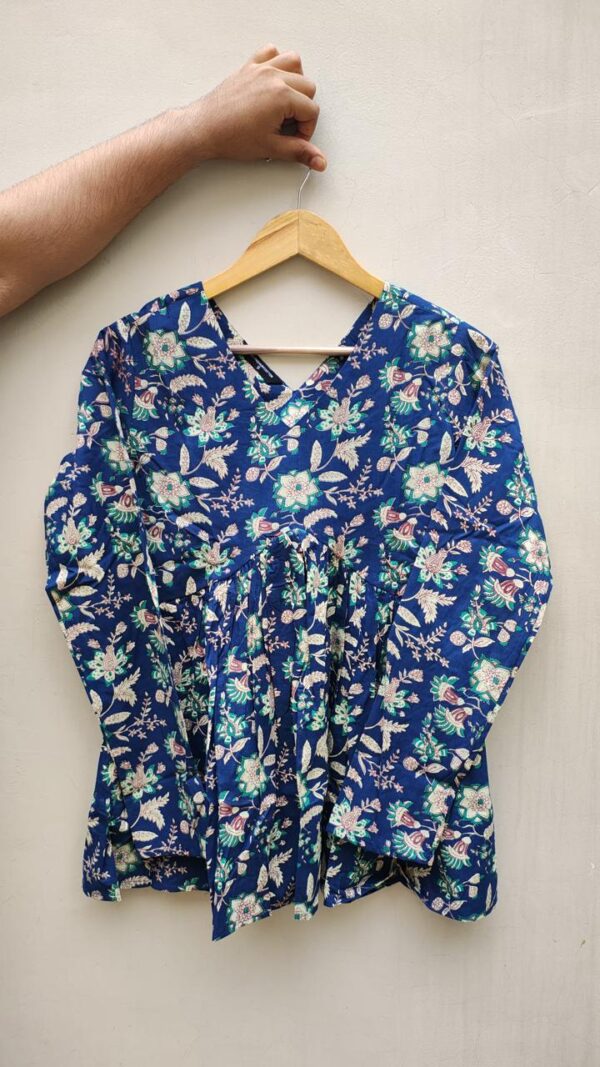 Naisha Peplum Top Pure Cotton Sanganeri Printed Tops Catalog Wholesale Collection Exporter - Image 4