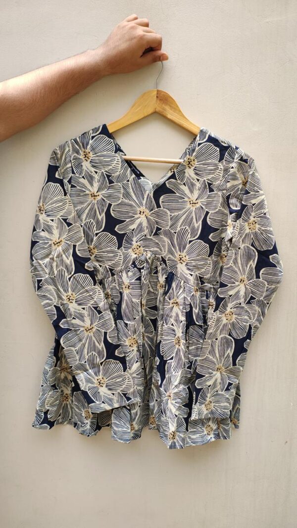 Naisha Peplum Top Pure Cotton Sanganeri Printed Tops Catalog Wholesale Collection Exporter - Image 2