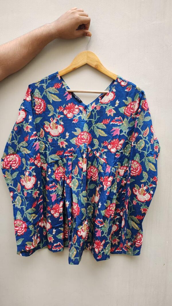 Naisha Peplum Top Pure Cotton Sanganeri Printed Tops Catalog Wholesale Collection Exporter - Image 7