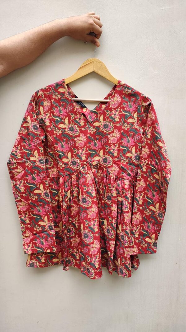 Naisha Peplum Top Pure Cotton Sanganeri Printed Tops Catalog Wholesale Collection Exporter - Image 13