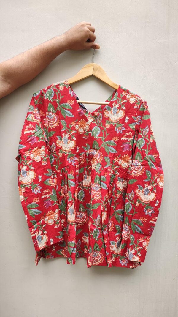Naisha Peplum Top Pure Cotton Sanganeri Printed Tops Catalog Wholesale Collection Exporter - Image 15