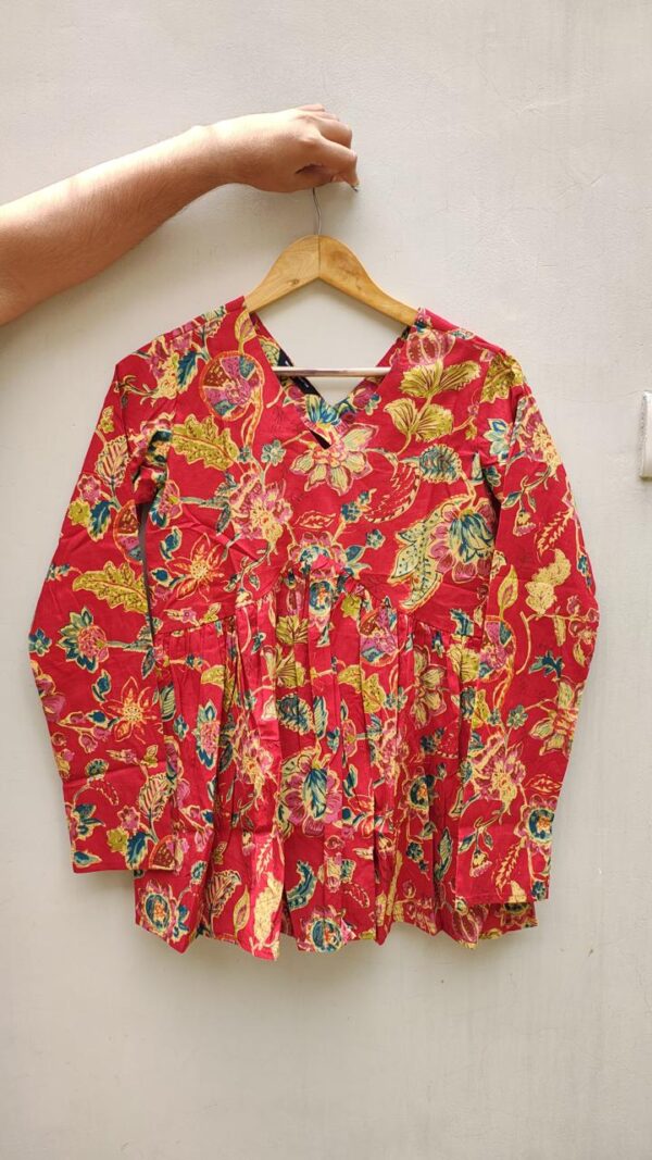 Naisha Peplum Top Pure Cotton Sanganeri Printed Tops Catalog Wholesale Collection Exporter - Image 16