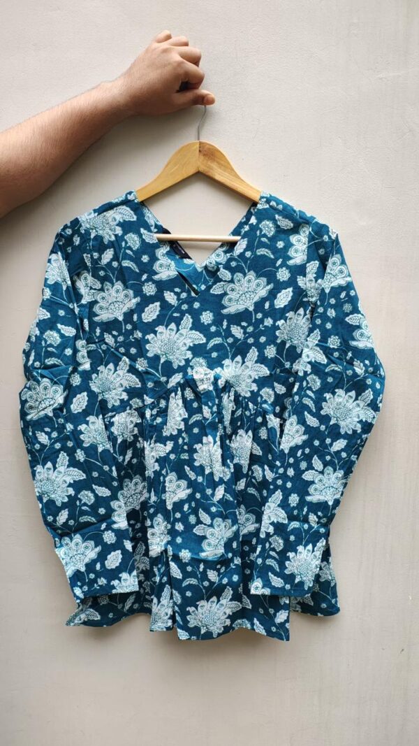 Naisha Peplum Top Pure Cotton Sanganeri Printed Tops Catalog Wholesale Collection Exporter - Image 24