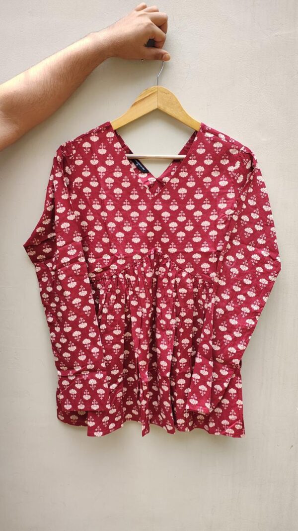 Naisha Peplum Top Pure Cotton Sanganeri Printed Tops Catalog Wholesale Collection Exporter - Image 35