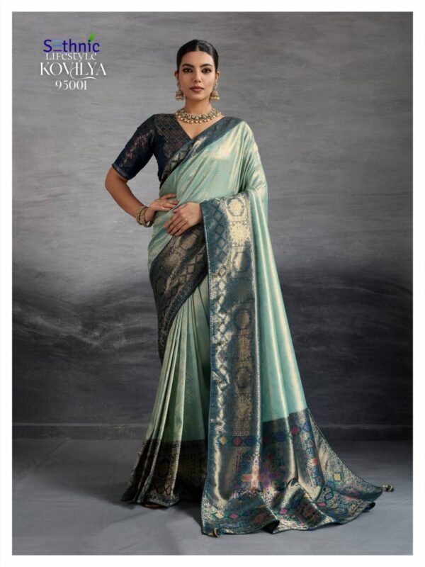 Sethnic Kovilya Kanjivaram Soft Silk Fancy Saree Wholesale Catalog Collection Exporter - Image 2