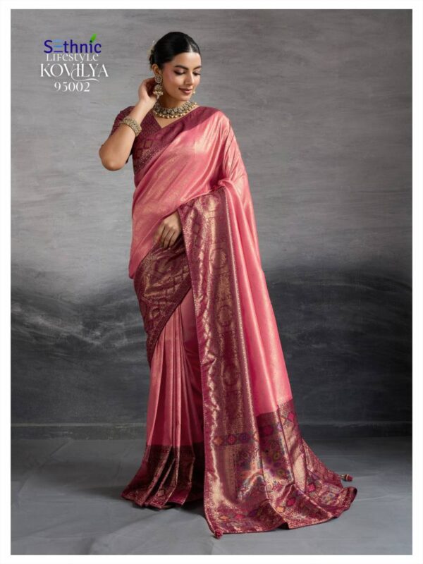 Sethnic Kovilya Kanjivaram Soft Silk Fancy Saree Wholesale Catalog Collection Exporter - Image 3