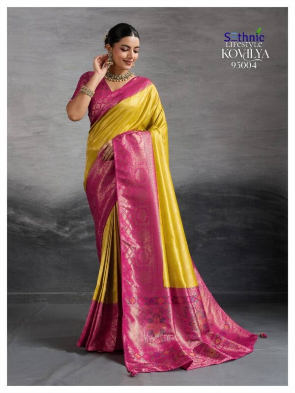 Sethnic Kovilya Kanjivaram Soft Silk Fancy Saree Wholesale Catalog Collection Exporter - Image 5