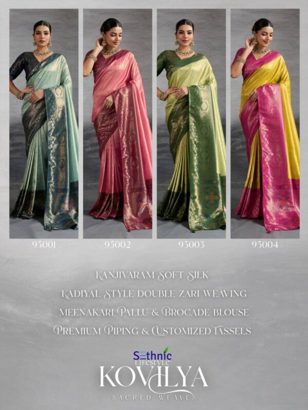 Sethnic Kovilya Kanjivaram Soft Silk Fancy Saree Wholesale Catalog Collection Exporter - Image 6