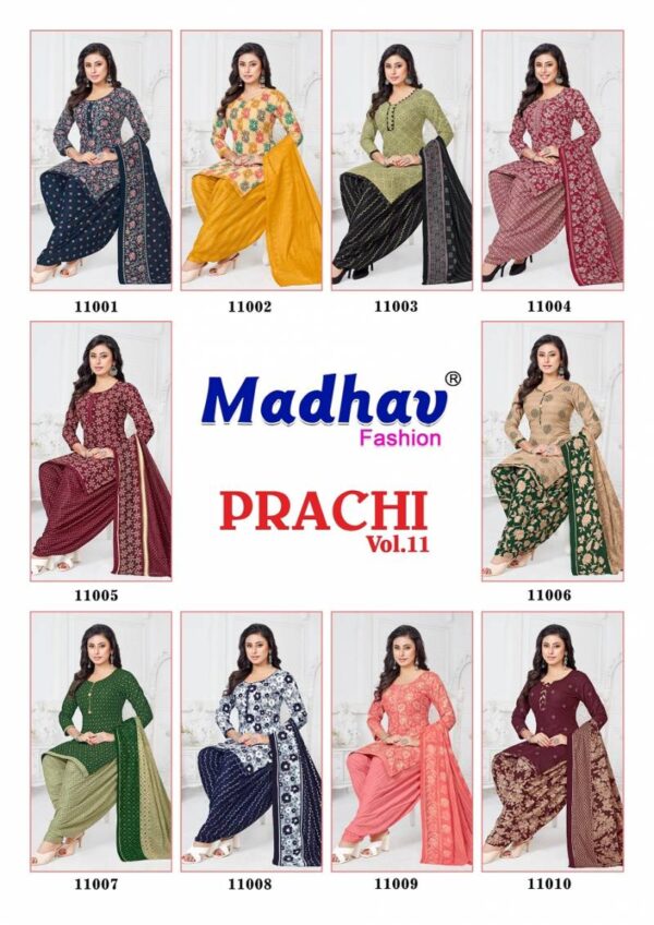 Madhav Prachi Vol 11 Cotton Printed Patiyala Dress Material Wholesale Catalog Collection Exporter - Image 11