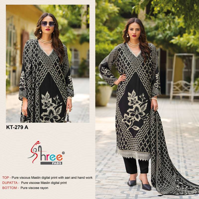 Shree Kt 279 Viscose Maslin Digital Salwar Suits Wholesale Catalog Collection Exporter - Image 3