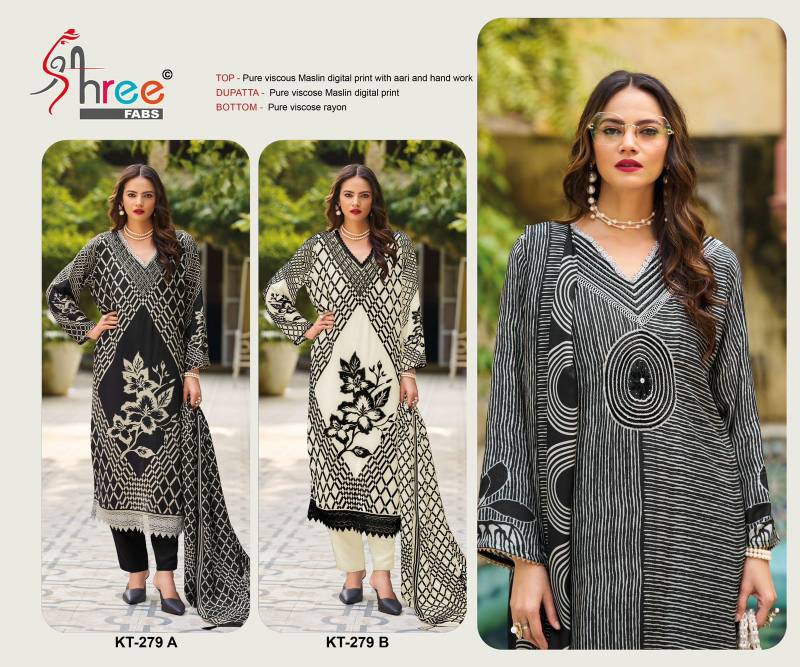 Shree Kt 279 Viscose Maslin Digital Salwar Suits Wholesale Catalog Collection Exporter - Image 4