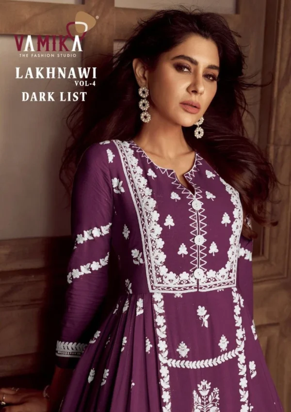 Vamika Lakhnawi Vol 4 Dark List Readymade Wholesale Catalog Collection Supplier