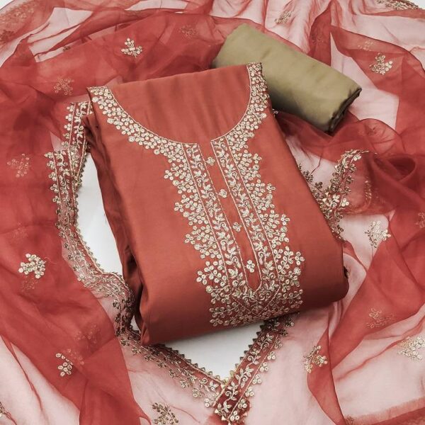 Kriti 11444 Silk Embroidered Fancy Dress Material Wholesale Catalog Collection Exporter - Image 3
