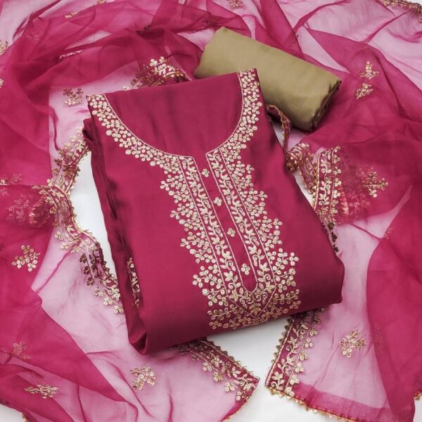 Kriti 11444 Silk Embroidered Fancy Dress Material Wholesale Catalog Collection Exporter - Image 4