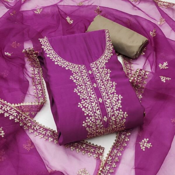 Kriti 11444 Silk Embroidered Fancy Dress Material Wholesale Catalog Collection Exporter - Image 2